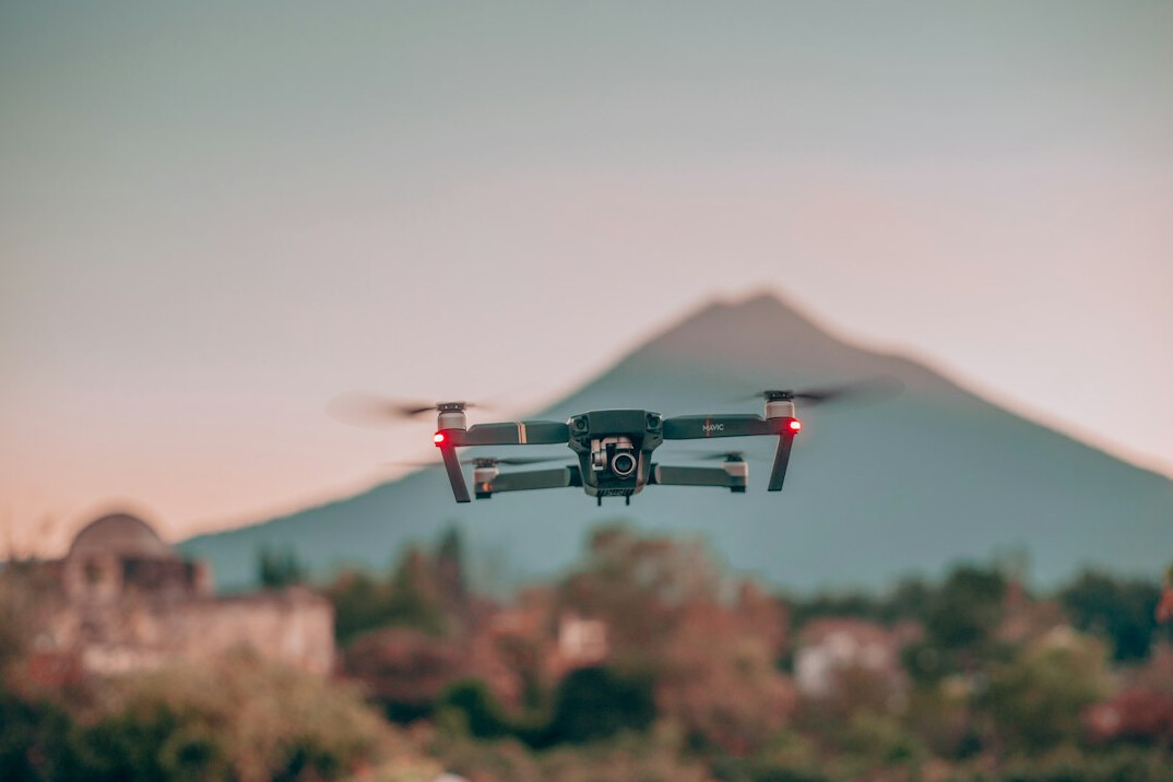 drone flying over landscape